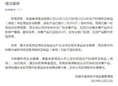 珠海一公司生产的油炸豆制品有食品隐患 已召回203斤